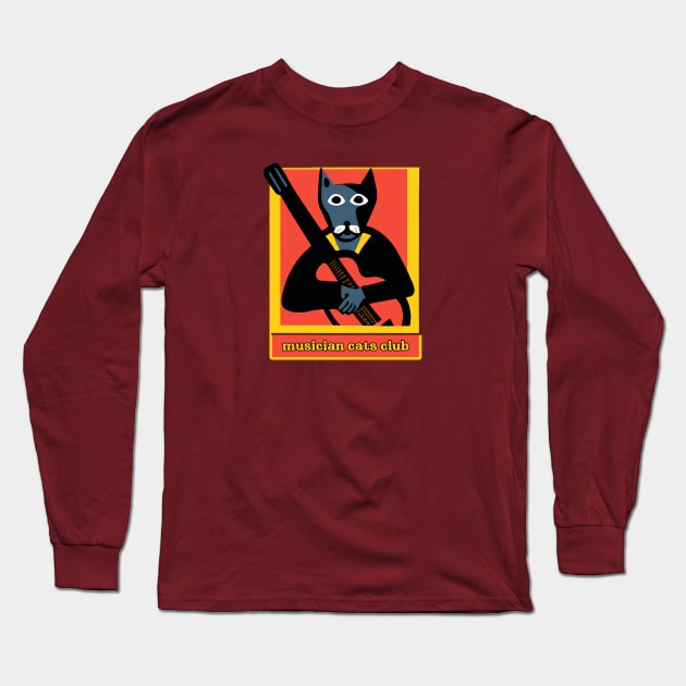 Picasso Style Musician Cats Club Long Sleeve T-Shirt by MusicianCatsClub